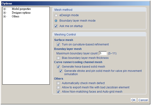 Enable automatic solid mesh generation of pin and stroke components